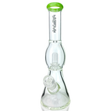 12" AFM Glass UFO Color Lip Beaker Bong with Showerhead Perc, Slime Green Accents