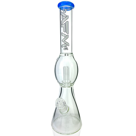 AFM Glass 18" Flying Saucer Beaker Bong with Jade Blue Lip, Showerhead Perc, Front View