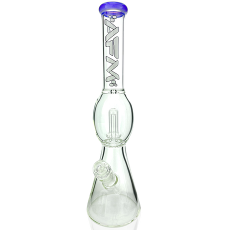 AFM Glass 18" Beaker Bong with Purple Color Lip, Flying Saucer Design, and Showerhead Perc