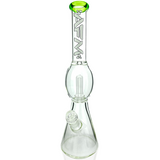 18" AFM Glass Beaker Bong with Lime Color Lip and Showerhead Perc, Front View