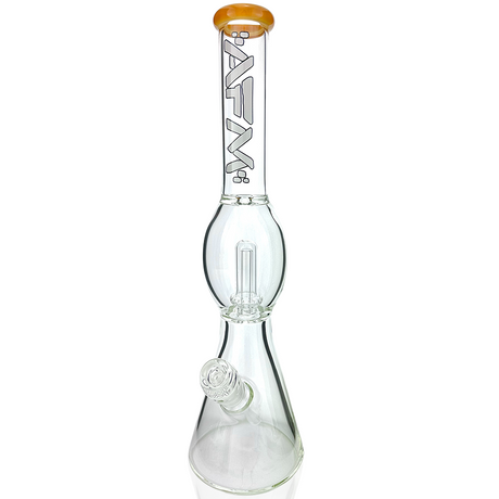 AFM Glass 18" Beaker Bong with Butter Color Lip and Showerhead Perc, Front View