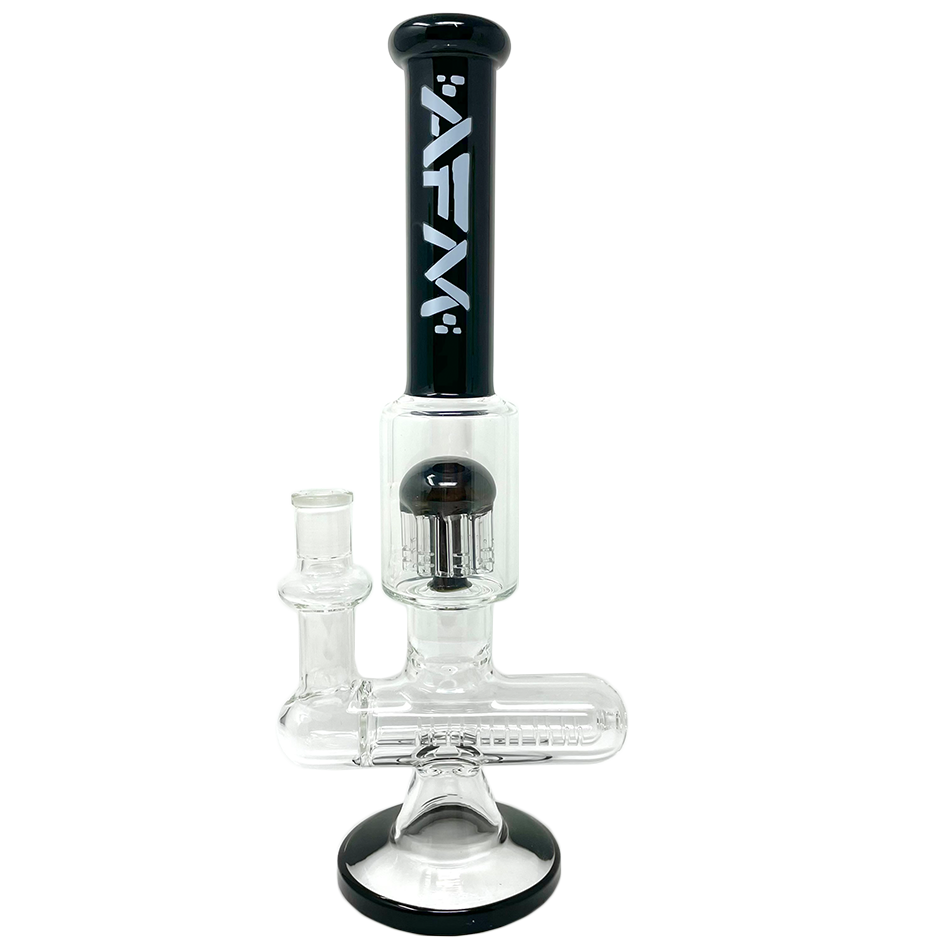 12" AFM Glass Sidewinder Inline Perc Bong with Black Accents - Front View