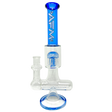 12" AFM Glass Sidewinder Bong with Inline Perc, Blue Accents, Front View on White Background