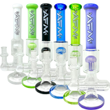 Collection of 12" AFM Glass Sidewinder Bongs with Inline Perc and Color Accents