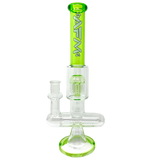 12" AFM Glass Sidewinder Bong with Inline Perc, Lime Green Accents, Front View