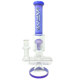 12" AFM Glass Sidewinder Bong with Inline Perc, Purple Accents, Front View