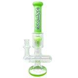 12" AFM Glass Sidewinder Bong with Inline Perc and Slime Color Accents - Front View