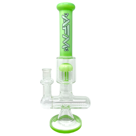 12" AFM Glass Sidewinder Bong with Inline Perc and Slime Color Accents - Front View