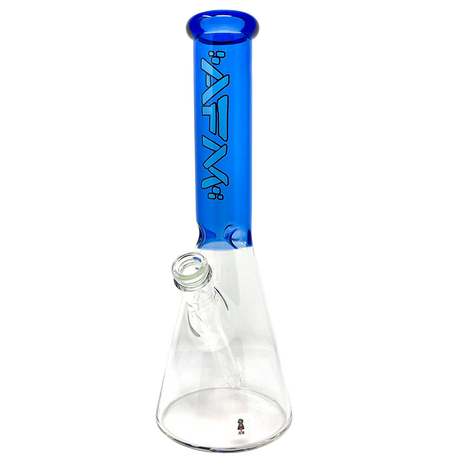 12" AFM Glass Beaker Bong with Extraterrestrial Ink Blue Sleeve, 14mm Female Joint - Front View