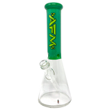 12" AFM Glass Beaker Bong with Extraterrestrial Green Sleeve, Front View on White Background