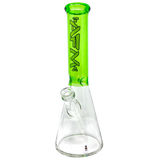 12" AFM Glass Beaker Bong with Extraterrestrial Lime Colored Sleeve, Front View