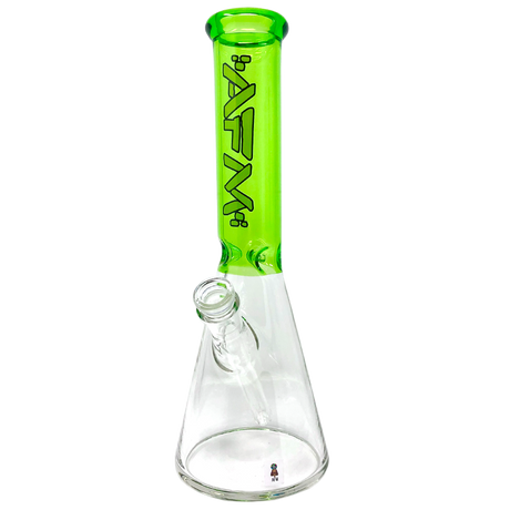 12" AFM Glass Beaker Bong with Extraterrestrial Lime Colored Sleeve, Front View