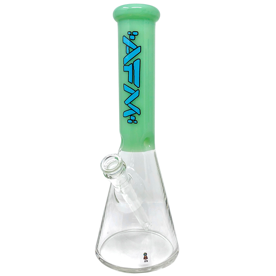 12" AFM Glass Extraterrestrial Beaker Bong with Mint Colored Sleeve and 14mm Female Joint