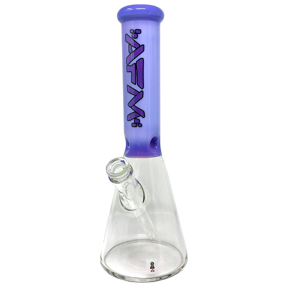 12" AFM Glass Beaker Bong with Extraterrestrial Purple Sleeve, 14mm Female Joint - Front View