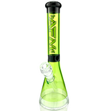 AFM Glass 12" Extraterrestrial Double Color Beaker Bong in Lime/Black - Front View