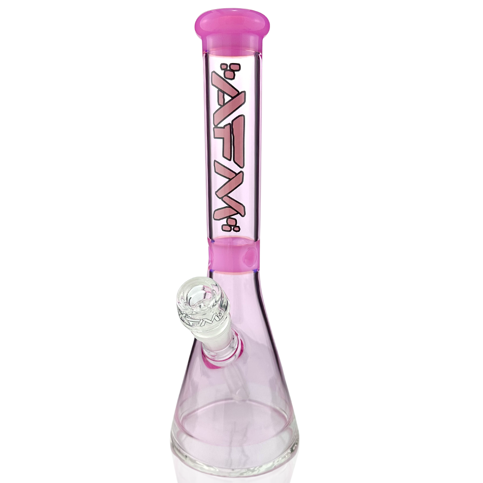 12" AFM Glass Double Pink Extraterrestrial Beaker Bong with 14mm Female Joint