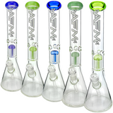 AFM 18" Hitter Single Arm Perc 9mm Beaker Bongs in Various Colors with Showerhead Perc