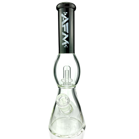 AFM Glass 12" UFO Sleeve Beaker Bong with Showerhead Perc, Front View on White Background