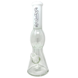 12" AFM Glass UFO Sleeve Beaker Bong in Ivory, with Showerhead Perc, Front View