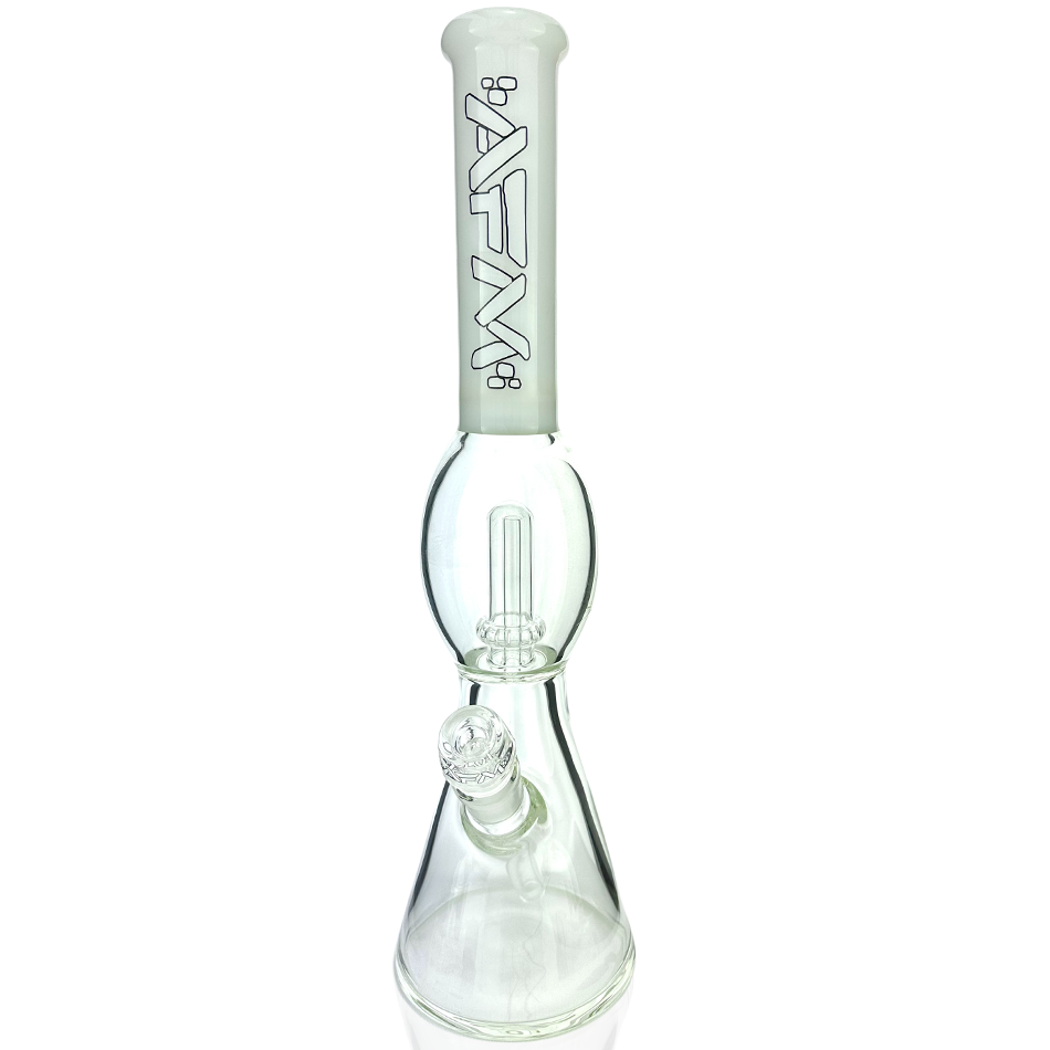 AFM 18" UFO Color Sleeve Glass Beaker Bong with Showerhead Perc, Front View on White Background