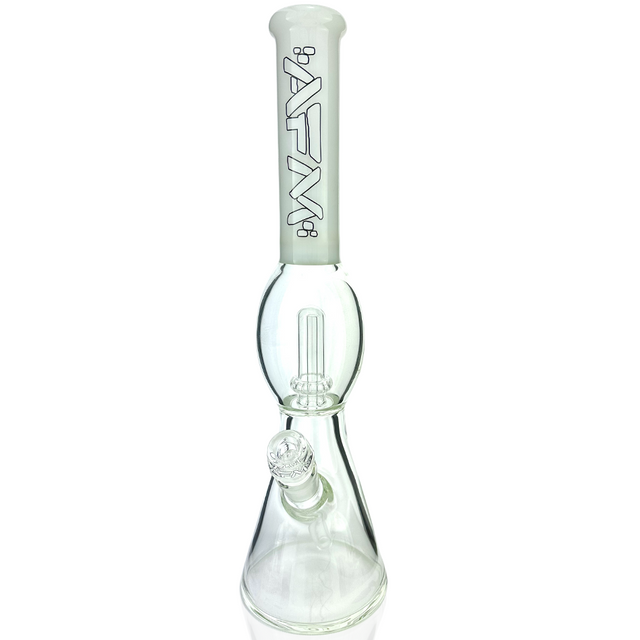 AFM 18" UFO Color Sleeve Glass Beaker Bong with Showerhead Perc, Front View on White Background