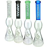 AFM 18" UFO Color Sleeve Glass Beaker Bongs in Black, White, Green, Blue - Front View