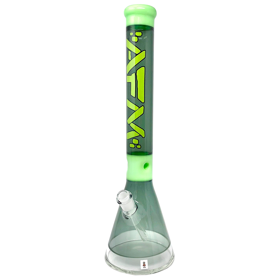 18" AFM Pulsar Color Glass Beaker Bong in Smokey/Slime with 14mm Female Joint