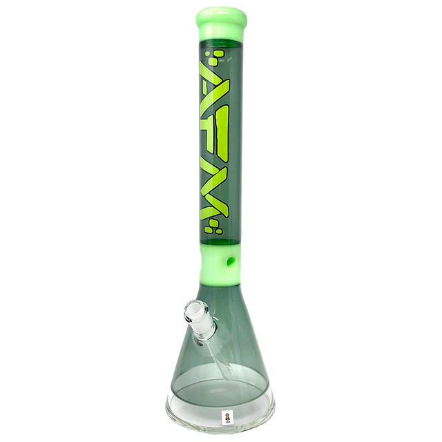 18" AFM Pulsar Color Glass Beaker Bong in Smokey/Slime with 14mm Female Joint