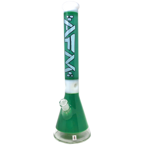 18" AFM Pulsar Glass Beaker Bong in Green with Showerhead Perc and Borosilicate Build - Front View