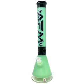 AFM Pulsar Beaker 18" Clear Bottom Mint/Black with Showerhead Perc, Front View