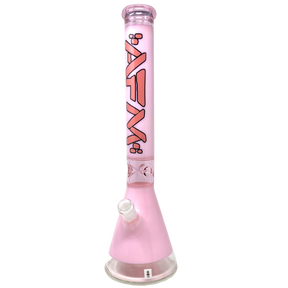 AFM 18" Pulsar Pink Glass Beaker Bong with 14mm Female Joint on White Background