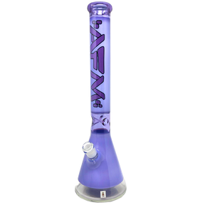 AFM Pulsar Beaker 18" Bong in Purple with Clear Bottom, 14mm Female Joint - Front View