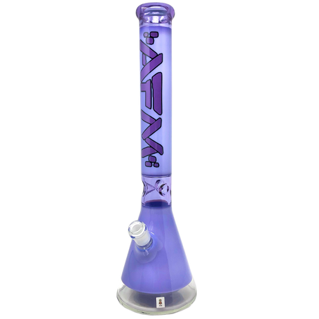 AFM Pulsar Beaker 18" Bong in Purple with Clear Bottom, 14mm Female Joint - Front View