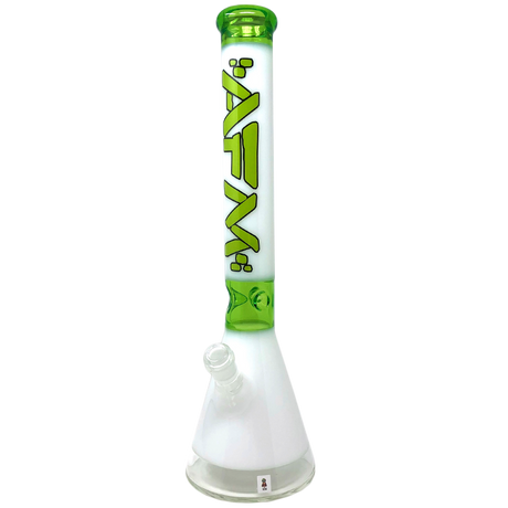 Pulsar Beaker Bong 18" Clear Bottom with Lime/White Accents - Front View