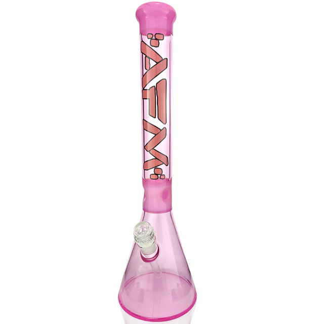 AFM Pulsar Double Pink Glass Beaker Bong, 18", with 14mm Female Joint - Front View