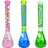 AFM Pulsar Double Beaker Bongs in Pink, Blue, Green with 14mm Female Joint - Front View