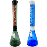 AFM 18" Pulsar Color Glass Beaker Bongs in green and blue with 14mm female joint