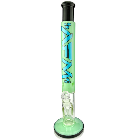 AFM Lightbeam Mint 18" Straight Tube Bong front view with colored glass detailing