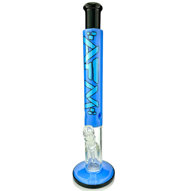 AFM 18" Lightbeam Jade Blue Straight Tube Bong with 14mm Female Joint - Front View