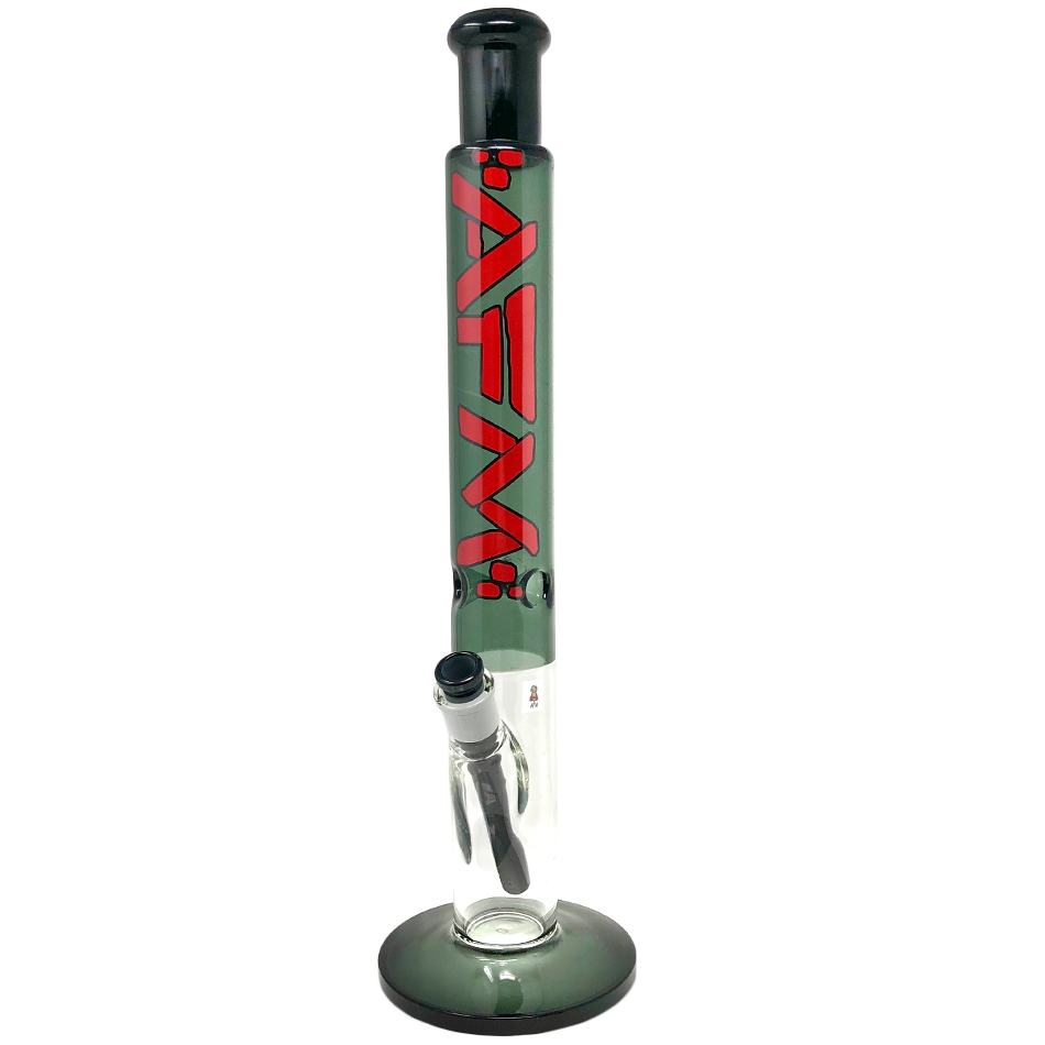 AFM 18" Lightbeam Smokey Straight Tube Bong with Showerhead Perc, Front View