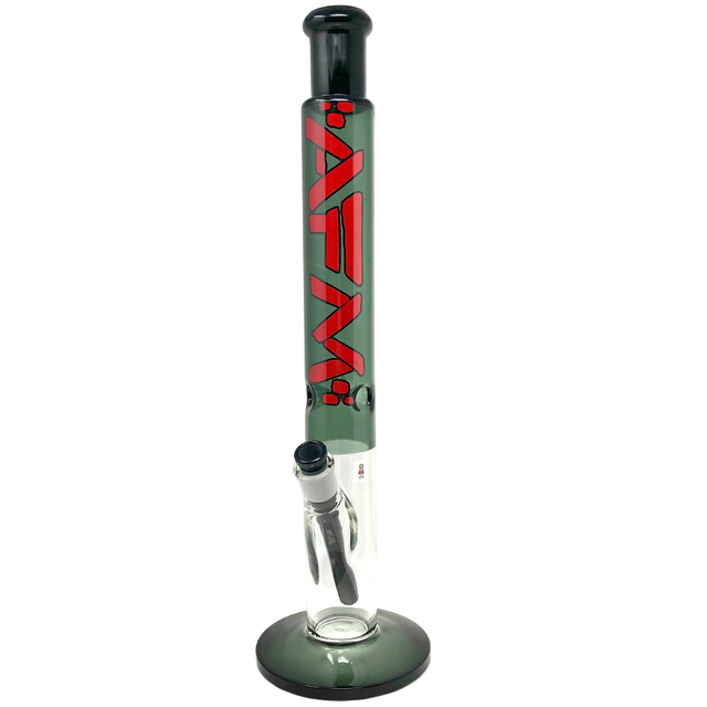 AFM 18" Lightbeam Smokey Straight Tube Bong with Showerhead Perc, Front View