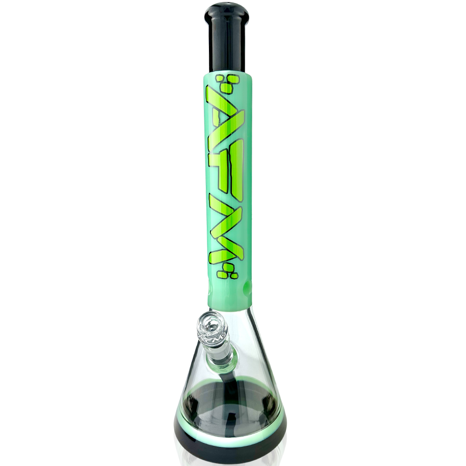 AFM 18" Quasar Beaker Bong in Mint with Showerhead Perc, Front View on White Background