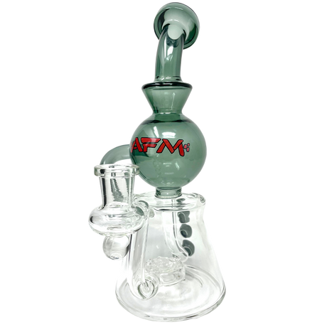 9" AFM Bubble Head Recycler Dab Rig with 14mm Female Joint, Front View on White Background