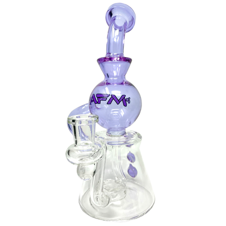 AFM 9" Bubble Head Recycler Dab Rig with 14mm Female Joint and Borosilicate Glass, Front View