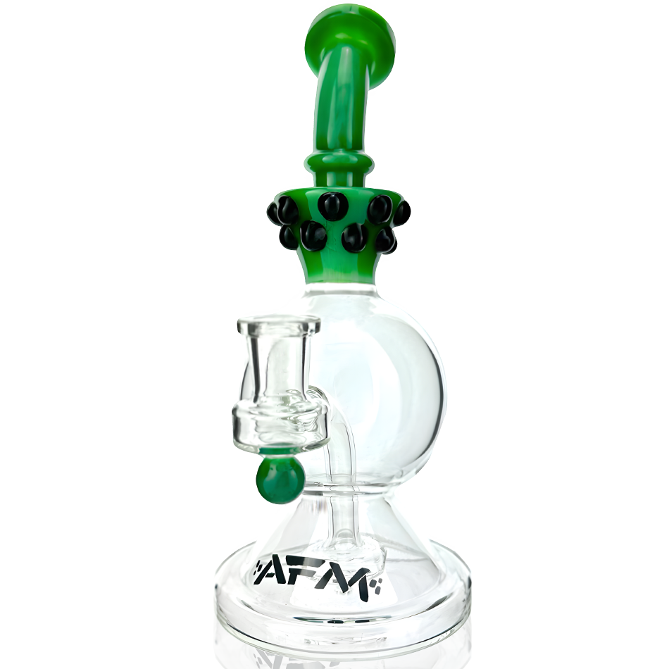 9" AFM Crown Glass Dab Rig with Showerhead Perc, Bent Neck, and 14mm Female Joint