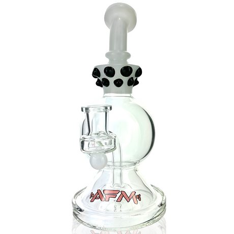 9" AFM Crown Glass Dab Rig with Showerhead Perc, Bent Neck Design, and 14mm Female Joint - Front View