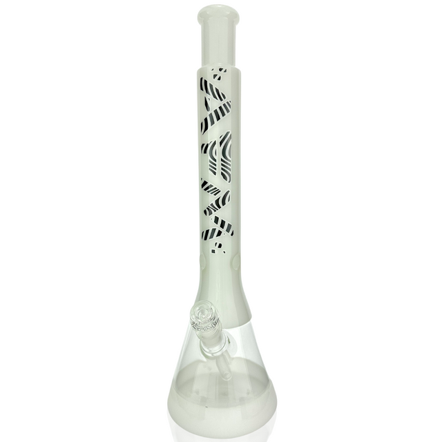 18" AFM Quasar Glass Beaker Bong with Trippy Black Accents - Front View