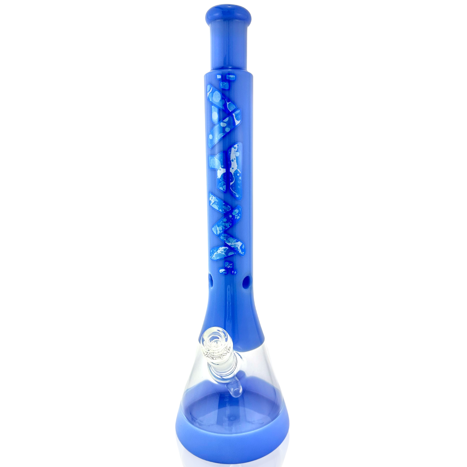 AFM Quasar Glass Bubble Beaker Bong, 18", Blue Accents, 14mm Female Joint - Front View