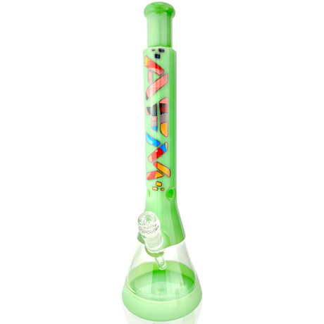 AFM 18" Quasar Art Glass Beaker Bong with vibrant color accents and showerhead perc, front view