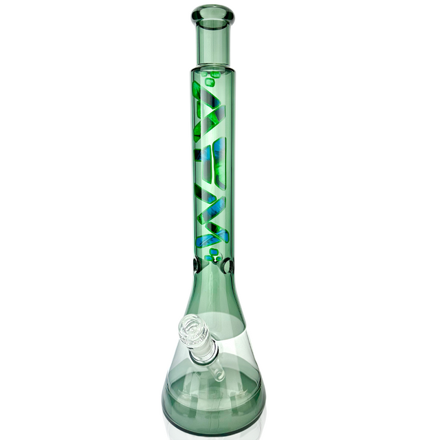 18" AFM Quasar Glass Leaf Beaker Bong with 14mm Female Joint on Seamless White Background